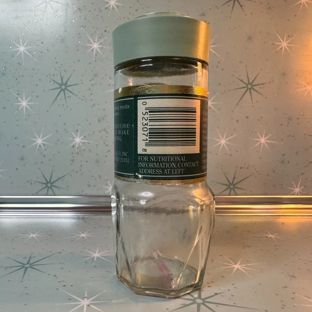 Vintage McCormick Paprika Jar Green Lid & Label Glass Spice Bottle Retro Kitchen